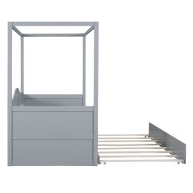Twin Size Canopy Day Bed With Twin Size Trundle