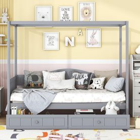 Twin Size Canopy Day Bed With 2 Drawers