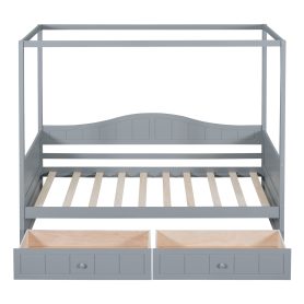 Twin Size Canopy Day Bed With 2 Drawers