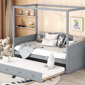 Twin Size Canopy Day Bed With Twin Size Trundle