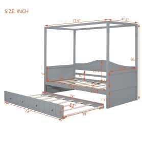 Twin Size Canopy Day Bed With Twin Size Trundle