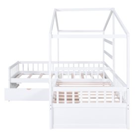 Twin Size House Platform Bed With Three Storage Drawers