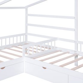 Twin Size House Platform Bed With Three Storage Drawers