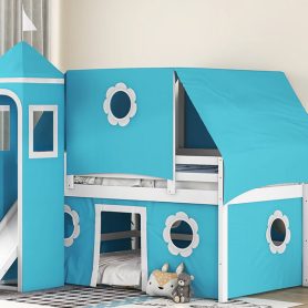 Castle like Full Size Bunk Bed With Slide, Tent And Tower