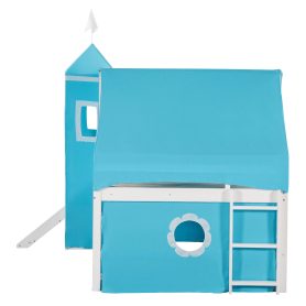Castle like Full Size Bunk Bed With Slide, Tent And Tower