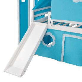 Castle like Full Size Bunk Bed With Slide, Tent And Tower