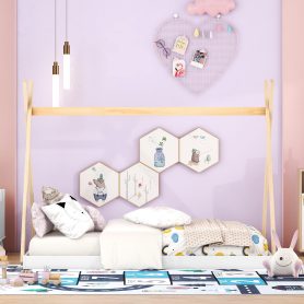 Wood Full Size Tent Floor Bed With Triangle Structure