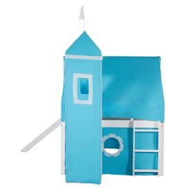 Castle like Full Size Bunk Bed With Slide, Tent And Tower