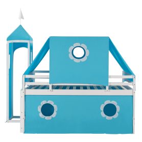 Castle like Full Size Bunk Bed With Slide, Tent And Tower