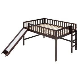 Full Size Low Loft Bed With Ladder And Slide