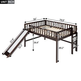 Full Size Low Loft Bed With Ladder And Slide