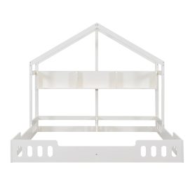 Wood Twin Size House Platform Beds With Shelves And Guardrail