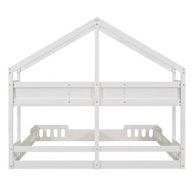 Wood Twin Size House Platform Beds With Shelves And Guardrail