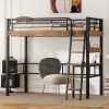 Metal Twin Size Loft Bed With Built-in Desk, Storage Shelf And Ladder