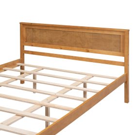 Queen Size Platform Bed Frame With Headboard, Wood Slat Support, No Box Spring Needed