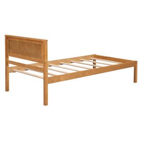 Twin Size Platform Bed Frame With Headboard, Wood Slat Support, No Box Spring Needed