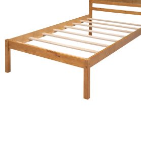 Twin Size Platform Bed Frame With Headboard, Wood Slat Support, No Box Spring Needed