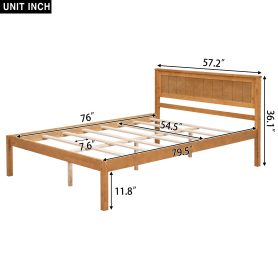 Full Size Platform Bed Frame With Headboard, Wood Slat Support, No Box Spring Needed