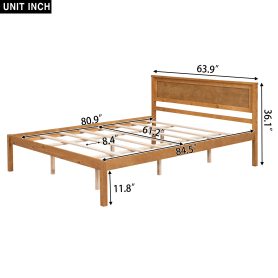 Queen Size Platform Bed Frame With Headboard, Wood Slat Support, No Box Spring Needed