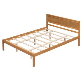Queen Size Platform Bed Frame With Headboard, Wood Slat Support, No Box Spring Needed