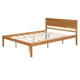Queen Size Platform Bed Frame With Headboard, Wood Slat Support, No Box Spring Needed