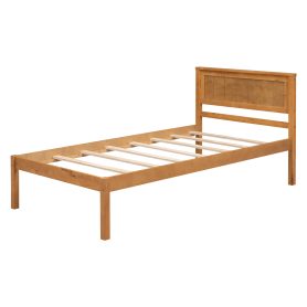 Twin Size Platform Bed Frame With Headboard, Wood Slat Support, No Box Spring Needed