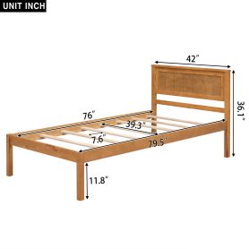 Twin Size Platform Bed Frame With Headboard, Wood Slat Support, No Box Spring Needed