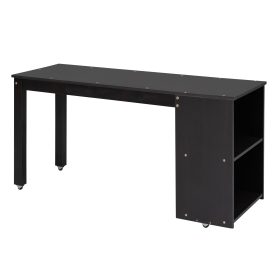 Full Size Wooden Loft Bed With Retractable Writing Desk And 3 Drawers, Storage Stairs And Shelves