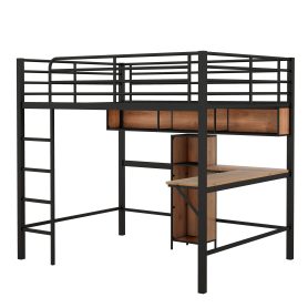 Full Size Metal & Wood Loft Bed With L-Shaped Desk And Shelves 21 Full Size Metal & Wood Loft Bed With L-Shaped Desk And Shelves