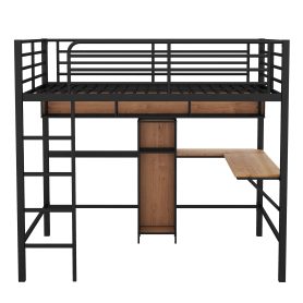 Full Size Metal & Wood Loft Bed With L-Shaped Desk And Shelves 23 Full Size Metal & Wood Loft Bed With L-Shaped Desk And Shelves