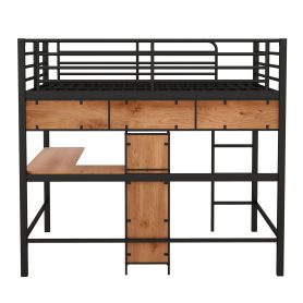 Full Size Metal & Wood Loft Bed With L-Shaped Desk And Shelves 27 Full Size Metal & Wood Loft Bed With L-Shaped Desk And Shelves