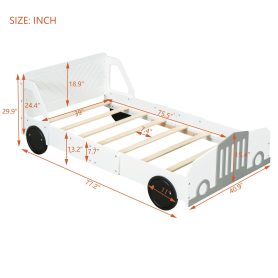 Twin Size Car-shaped Platform Bed With Wheels