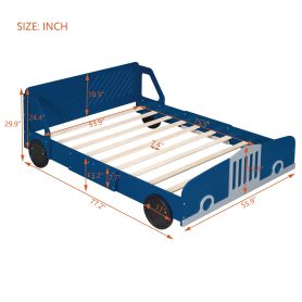 Full Size Car-Shaped Platform Bed With Wheels