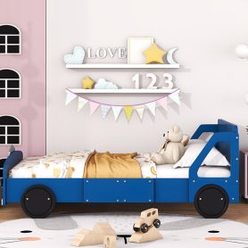 Full Size Car-Shaped Platform Bed With Wheels