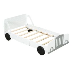 Twin Size Car-shaped Platform Bed With Wheels