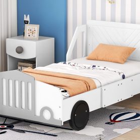 Twin Size Car-shaped Platform Bed With Wheels