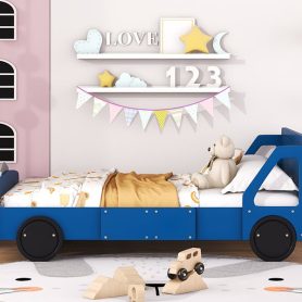 Full Size Car-Shaped Platform Bed With Wheels