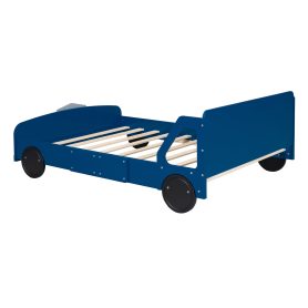 Full Size Car-Shaped Platform Bed With Wheels