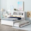 Full Size Platform Bed With Trundle, Drawers And USB Plugs