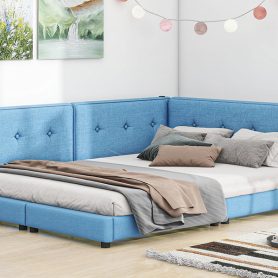 Upholstered Queen Size Platform Bed with USB Ports 20 Upholstered Queen Size Platform Bed with USB Ports