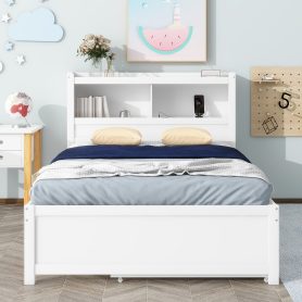 Full Size Platform Bed With Trundle, Drawers And USB Plugs 24 Full Size Platform Bed With Trundle, Drawers And USB Plugs