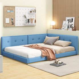 Upholstered Full Size Platform Bed With USB Ports