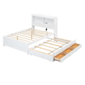 Full Size Platform Bed With Trundle, Drawers And USB Plugs 29 Full Size Platform Bed With Trundle, Drawers And USB Plugs