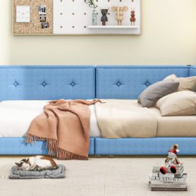 Upholstered Full Size Platform Bed With USB Ports