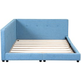 Upholstered Full Size Platform Bed With USB Ports