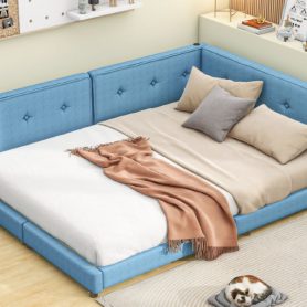 Upholstered Full Size Platform Bed With USB Ports