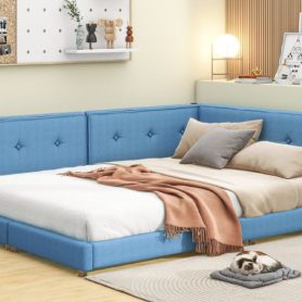 Upholstered Full Size Platform Bed With USB Ports