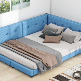 Upholstered Queen Size Platform Bed with USB Ports 18 Upholstered Queen Size Platform Bed with USB Ports