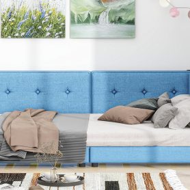 Upholstered Queen Size Platform Bed with USB Ports 19 Upholstered Queen Size Platform Bed with USB Ports