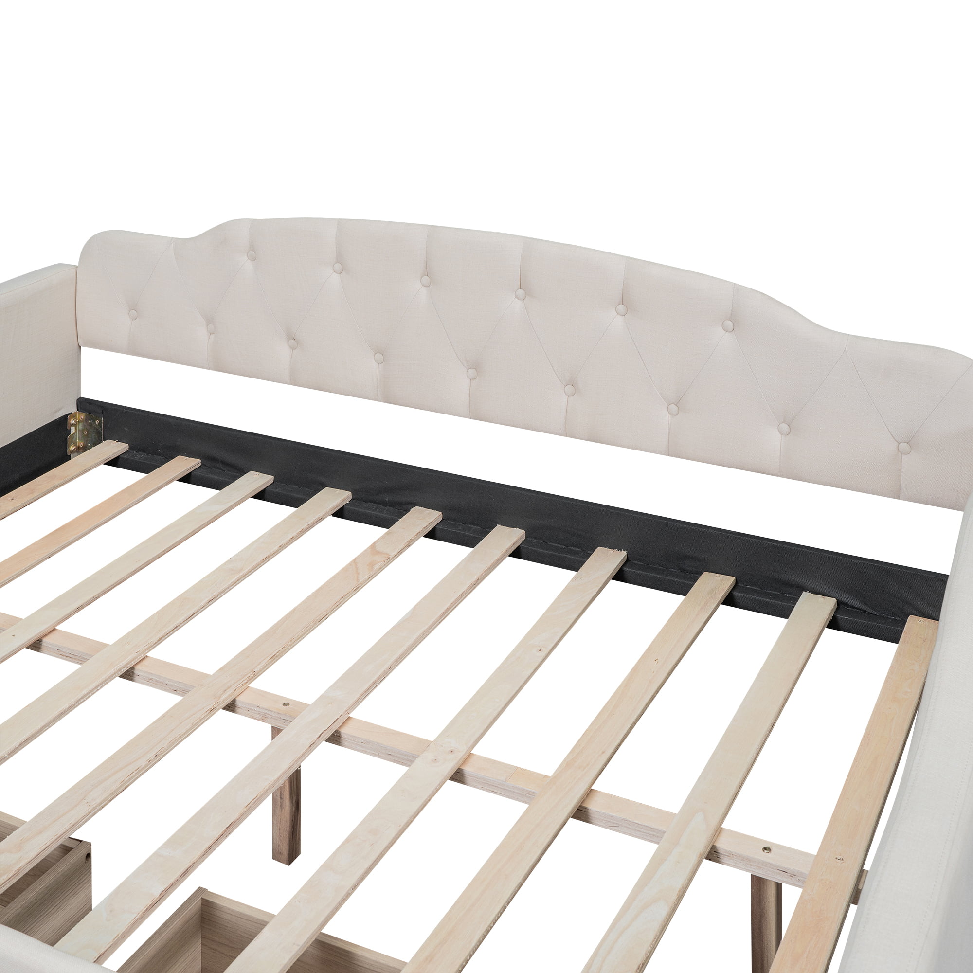 Full Size Upholstered Tufted Daybed Bed With Two Drawers 11 Full Size Upholstered Tufted Daybed Bed With Two Drawers